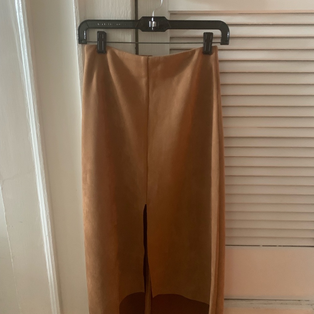 Camel hair midi skirt